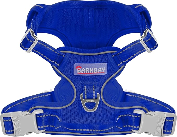 BARKBAY Dog Harness No Pull Mesh for Large Dogs - Adjustable, Reflective, Comfortable, No Choke, Heavy-Duty - Perfect for Outdoor Training, Walking, and Hiking-Strong&Durablee- XL & Sapphire Blue Mesh