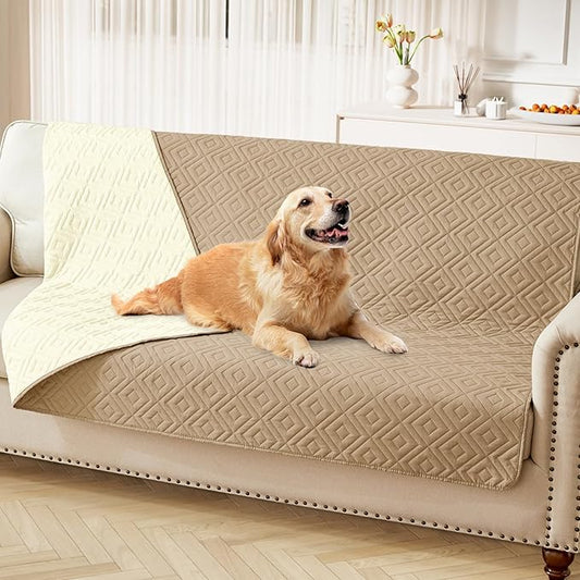 hyha Waterproof Dog Blanket, Soft Pet Bed Blankets, Waterproof Sofa Couch Cover for Dogs Washable, Reversible Pet Couch Covers for Sofa Furniture (52x82 Inch, Camel/Beige)