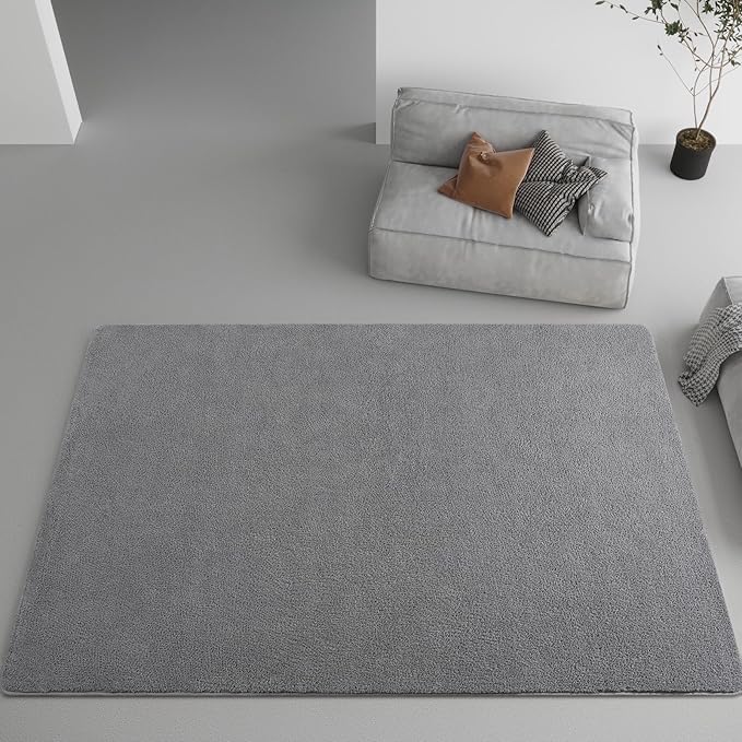 DweIke 5x7 Grey Area Rugs for Bedroom, Super Soft Living Room Rug, Thickened Memory-Foam Throw Carpet, Non-Slip and Washable Carpets for Kids Boys Girls Room Dorm Nursery Home Decor