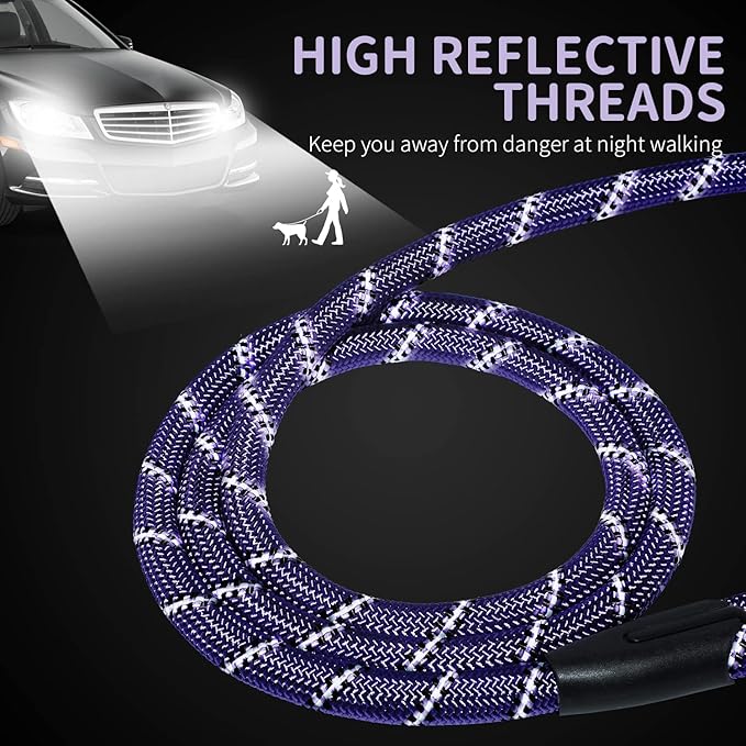 Long Dog Leash for Training 30Ft-Reflective Nylon Rope with Swivel Hook-Recall Agility Lead for Large Small Medium Dogs Outside Walking Hiking-Purple