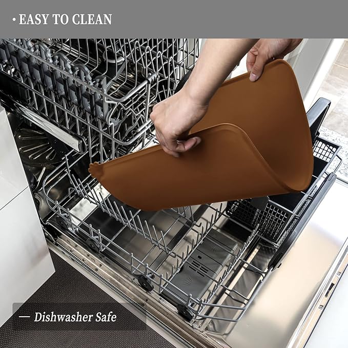 Waterproof Pet Feeding Mat with High Raised Edges, Heavier and Thicker Placemats for Cat Dog Water Bowl with BPA Free, Dogs Cats Food Mats for Messy Drinkers to Prevent Spill and Protect Floors