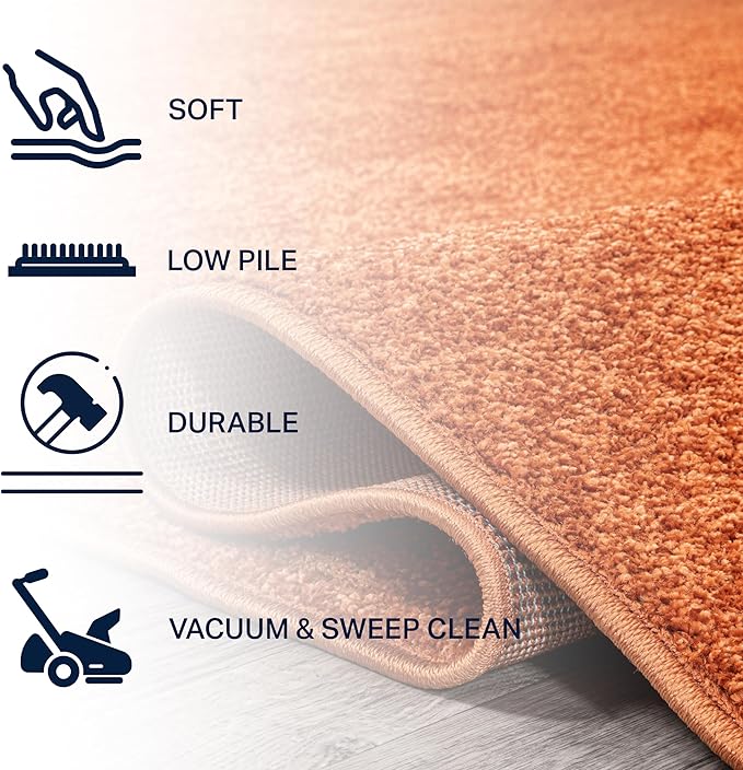 JONATHAN Y Haze Solid Low-Pile Orange 5x5 Square Indoor Area Rug, Coastal,Bohemian,Minimalist,Classic, Easy-Cleaning for Living Room,Bedroom,Kitchen,Pet Friendly,Non-Shedding (SEU100M-5SQ)