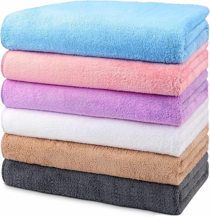 Orighty Bath Towels Pack of 6(24'' x 48'') - Soft Feel, Highly Absorbent, Quick Drying for Body, Sport, Yoga, SPA, Fitness - Multi-Color
