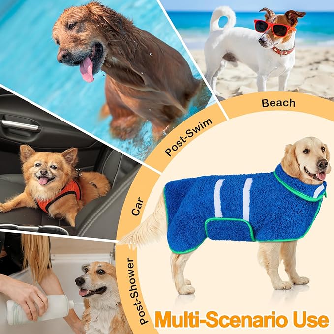 Dog Bathrobe Super Absorbent Dog Towels Large Quick Drying Robes for After Bath Soft Adjustable Warm Keeping Dogs Towel(S-XXL)