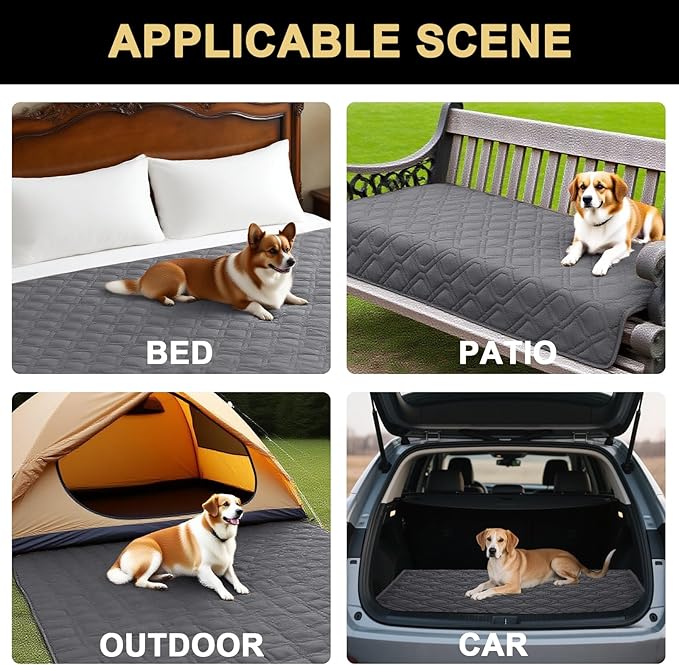 PrinceDeco Waterproof Couch Cover for Dogs Washable Dog Blanket for Bed Couch Sofa Outdoor Bed Cover with Non-Slip Back(32x74 Inch,Grey)