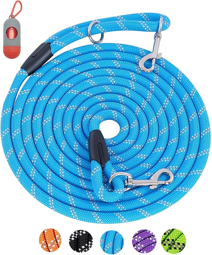 100FT Extra Long Leashes for Dog Training, Reflective Threads Check Cord Recall Training Agility Lead for Large Medium Small Dogs, Dog Tie-Out Cable Great for Playing, Camping, or Backyard