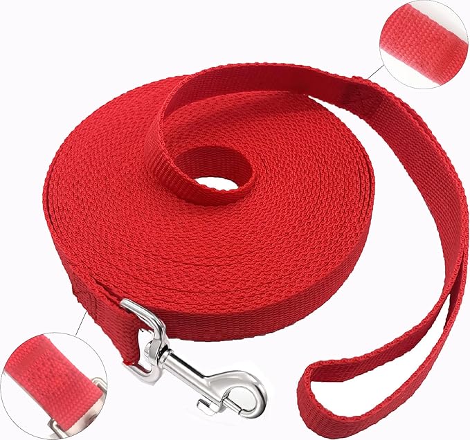 SALO Nylon Training Dog Leash for Small Medium Large Dogs, 3/4 Inch Wide, 20ft 30ft 40ft 50ft Long Leash Dog/Puppy Lead for Obedience Recall Training, Camping, or Backyard