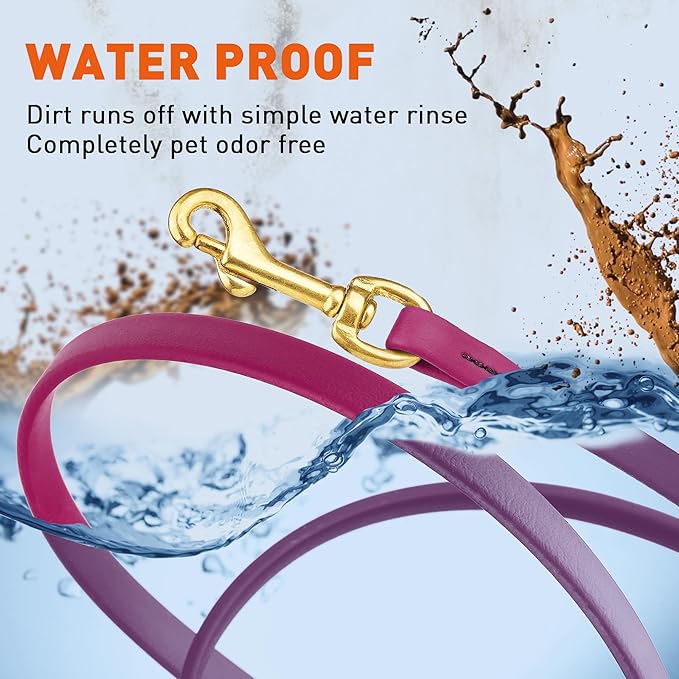 Viper Biothane K9 Working Dog Leash Waterproof Lead for Tracking Training Schutzhund Odor-Proof Long Line with Solid Brass Snap for Puppy Medium and Large Dogs, 20ft Magenta Pink