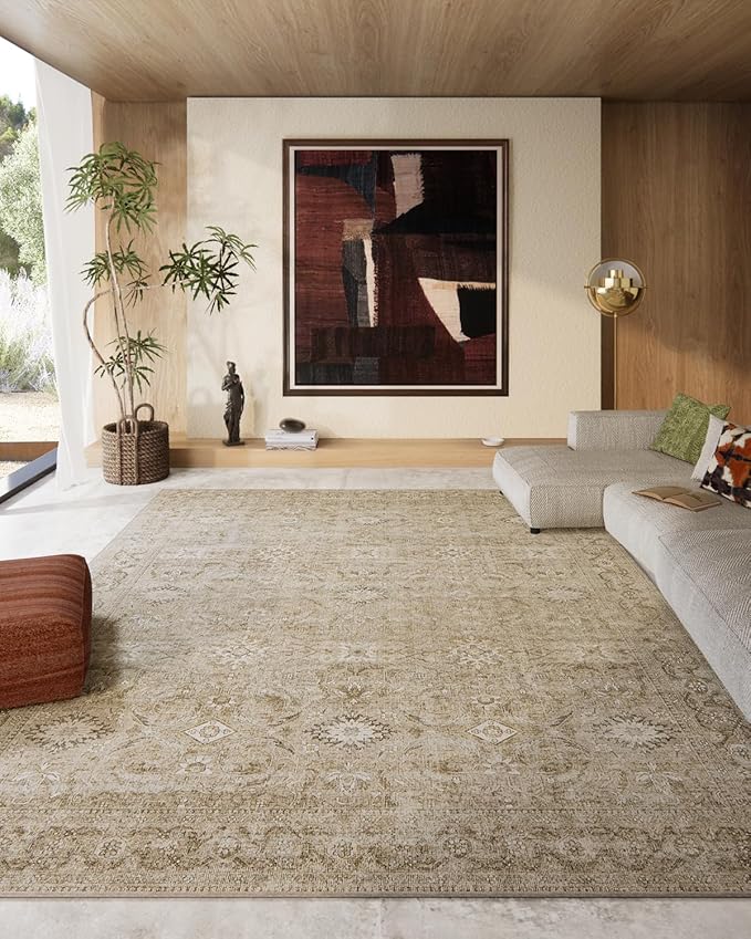 8x10 Area Rugs for Living Room: Washable Rug Stain Resistant Non Slip Low Pile Faux Wool Soft Large Area Rug for Bedroom Kitchen Farmhouse Dining Room Under Table Nursery Home Office Indoor