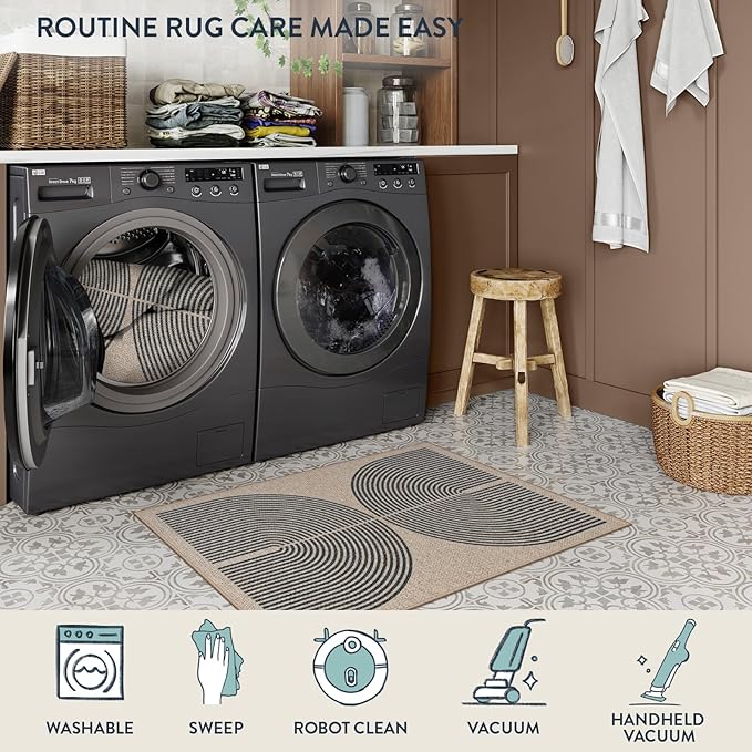 Lahome Rainbow Easy Jute Rug, 20"x32" Front Door Welcome Mat Non Slip Entry Way Rugs Indoor, Farmhouse Nature Washable Non Shedding Low Pile Floor Carpet for Porch
