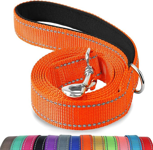 Joytale Dog Leash Heavy Duty for Small Medium Dogs, 5 FT Reflective Nylon Pet Walking Lead with Soft Padded Handle, Durable & Tangle Free for Training, Running & Safety Control, Orange