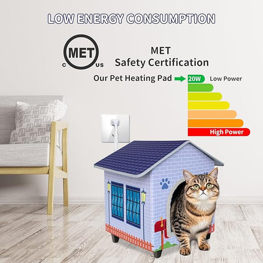 Heated Cat Houses for Indoor/Outdoor Cats with Elevated Heated Cat Bed Waterproof Providing Safe Feral Cats, Easy to Assemble
