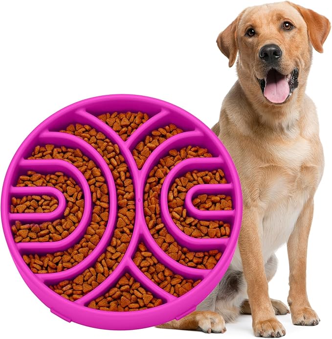 WHIPPY Slow Feeder Dog Bowls Anti-Choking Maze Dog Food Bowl Anti-Slip Interactive Dog Puzzle Feeder Dog Bowl Pet Bowl for Large Medium Dogs,Purple