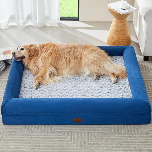 WNPETHOME XL Extra Large Dog Bed, Washable Dog Couch with Removable Waterproof Cover, Orthopedic Large Pet Sofa Bed with Bolster Sides for Sleeping