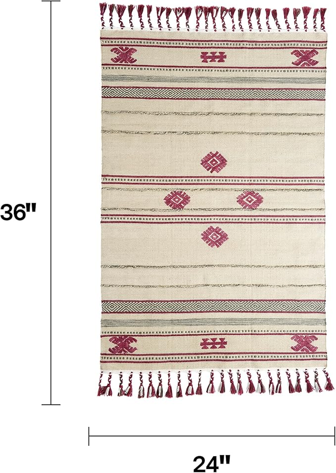 Fab Habitat Machine Washable Area Rug - Hand Woven, Stain Resistant, Pet Friendly - Premium Recycled Polyester Yarn - Aztec - Kitchen, Bathroom - Dakota - Multi - 2 x 3 ft