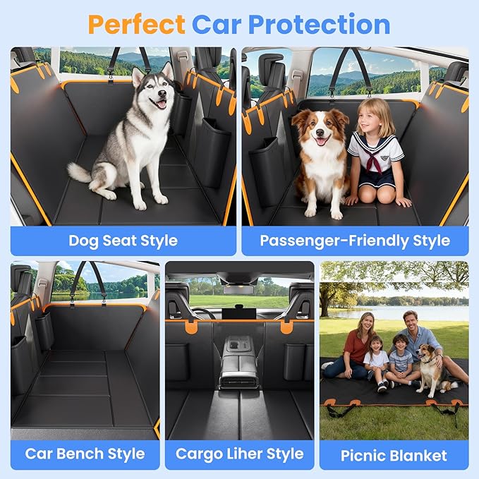 癤풟ack Seat Extender for Dogs, Hard-Bottom Waterproof Dog Car Seat Cover, PU Leather Backseat Bridge Platform, 2026 Upgraded Material, Anti-Slip, Durable, Holds 400lbs, Easy to Install (Black Brown)