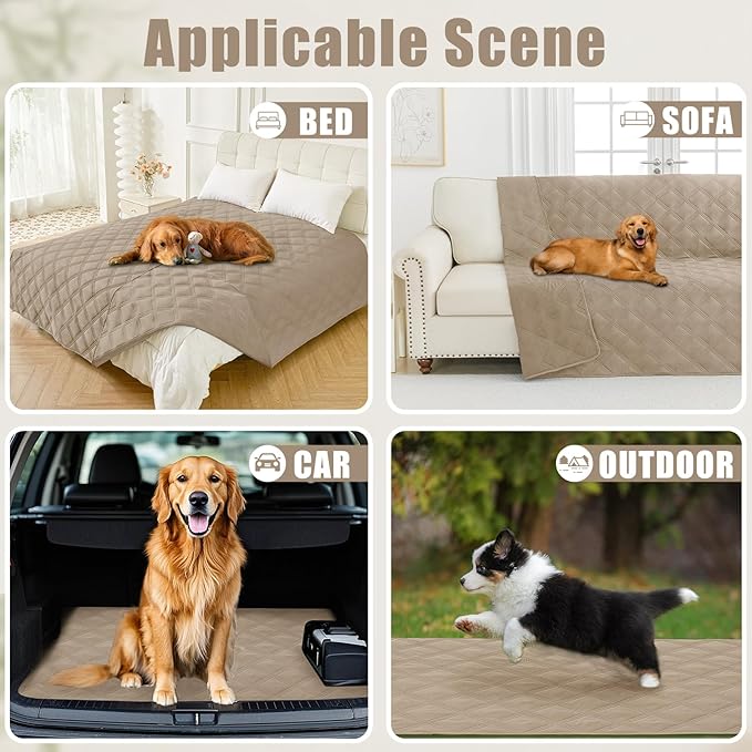 Smiry Waterproof Dog Bed Cover Blanket 68x82, Soft Reversible Pet Blanket, Washable Leakproof Cats Dogs Couch Cover for Sofa, Couch, Furniture, Lattice, Taupe/Taupe