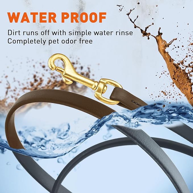Viper Biothane K9 Working Dog Leash Waterproof Lead for Tracking Training Schutzhund Odor-Proof Long Line with Solid Brass Snap for Puppy Medium and Large Dogs, 10ft Dark Chocolate Brown