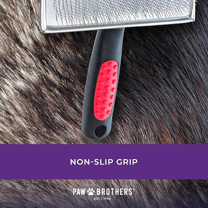 Ryan's Pet Supplies Paw Brothers Flat Slicker Brush for Dogs, Dog Brush for Short Haired Dogs, Professional Grade, Coated Tips, Gentle on Skin, Maximum Coverage, Mini/Small