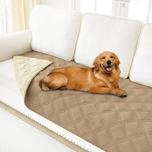Smiry Waterproof Dog Bed Cover Blanket 30x70, Soft Reversible Pet Blanket, Washable Leakproof Cats Dogs Couch Cover for Sofa, Couch, Furniture, Lattice, Camel/Beige