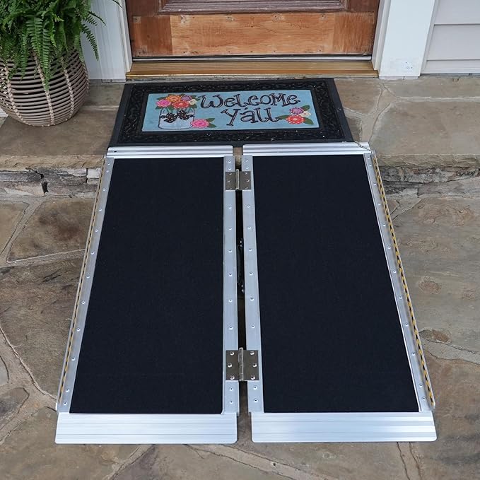 Portable Wheelchair Ramp 3FT, gardhom Non Skid Aluminum Folding Wheelchair Ramp Handicap Ramp Wheel Chair Ramps for Home Entrance Threshold Doorways Stairs Curbs Scooter