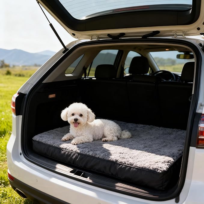 Dog Bed with Waterproof Inner Liner, Removable Cover, Egg Crate Foam Dog Beds, Easy to Clean，36×26Inch，Gray