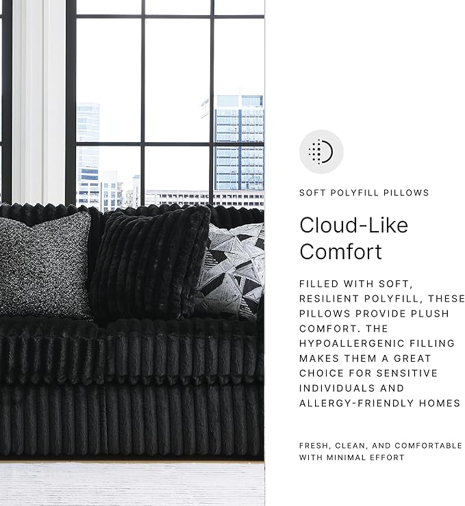 Signature Design by Ashley Midnight-Madness Modern Anti Sage Sofa with Reversible Cushions, Black