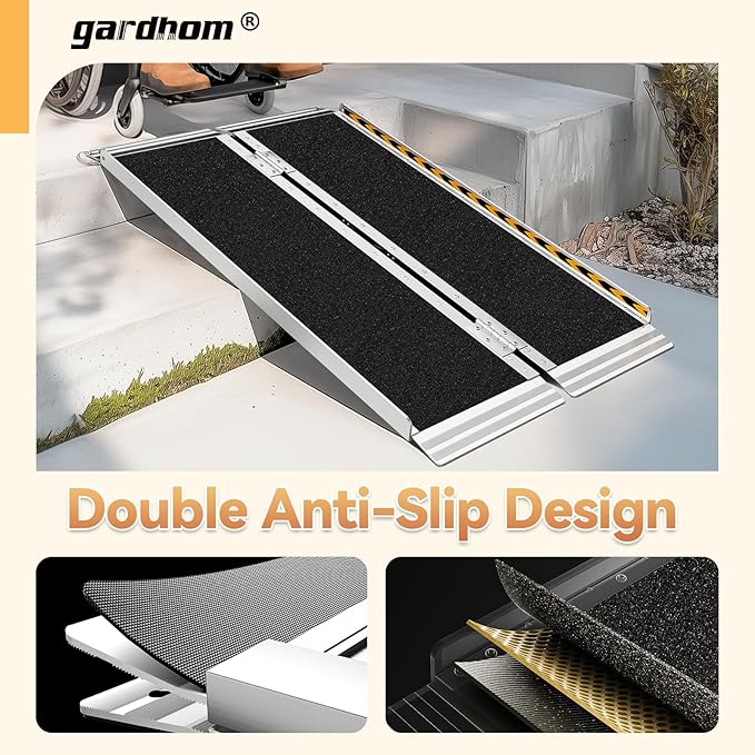 Wheelchair Ramp 4FT, gardhom 800 Lbs Aluminum Portable Folding Handicap Ramp Wheel Chair Ramp for Home Steps Threshold Doorways Stairs Curbs Scooter