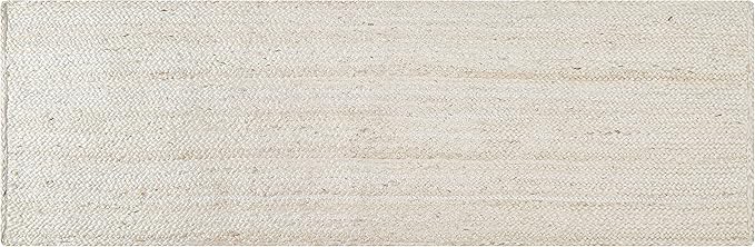 Hausattire Hand Woven Jute Braided Rug, 2'x6' ??Off White, Reversible Boho Entry Area Rugs for Kitchen, Living Room I Farmhouse Indoor Outdoor Decorative Floor Rug, 24x72 Inches