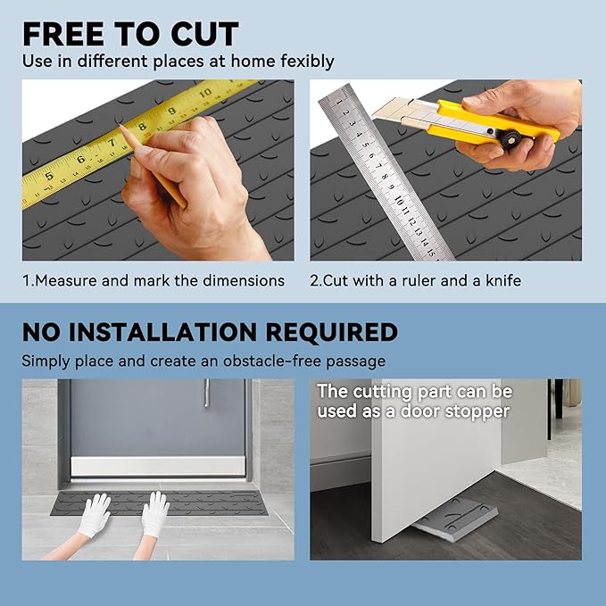 1" Rise 2 Pack Rubber Threshold Ramp for Doorways, 36" Wide Wheelchair Ramp 2200 Lbs Capacity, Entry Curb Ramp with Non-Slip Surface, for Wheelchairs, Scooter, Power Chairs, Driveways