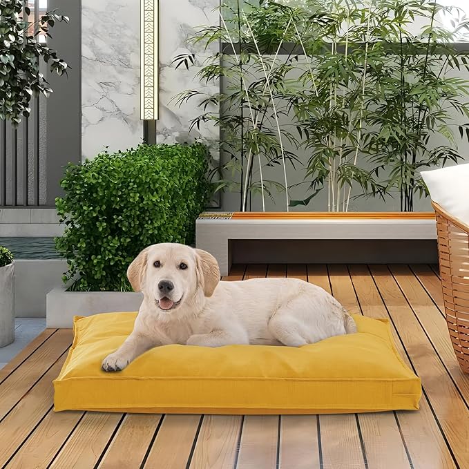 Dog Bed Covers Replacement Washable, Waterproof Dog Bed Cover with Zipper, 36Lx27Wx3H inch Durable Oxford Pet Bed Cover for Outdoor/Indoor Use, Cover Only, Yellow