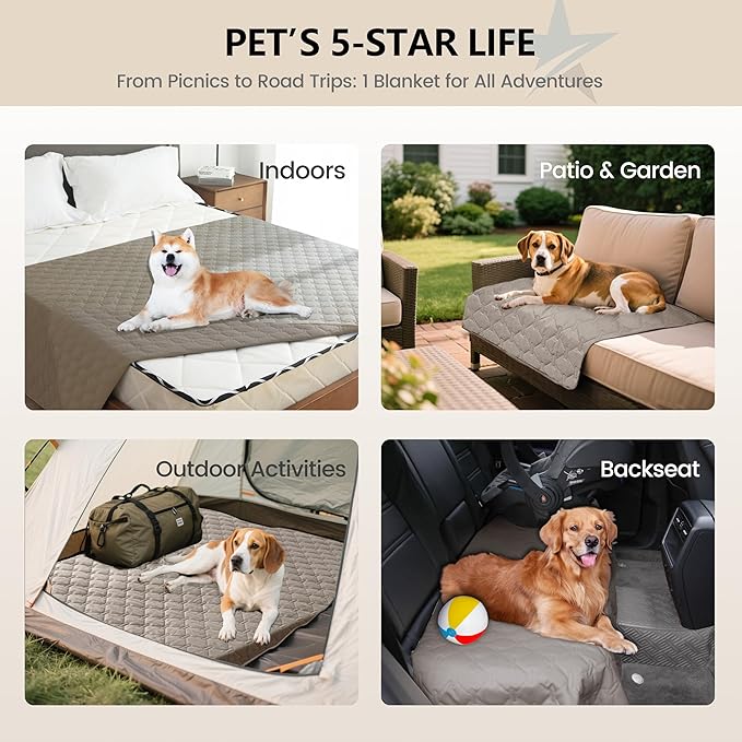 gogobunny 3X Stronger Waterproof Pet Blanket, Scratch Proof Furniture Protector for Dogs Cats, Reversible Cover 30x30 Inch, Dark Stone