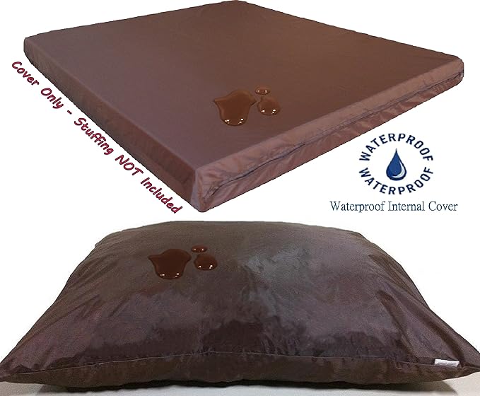 Dogbed4less DIY Pet Bed Pillow Brown Microsuede Duvet Cover and Waterproof Internal Case for Dog and Cat at 35X20X4 Inch - Covers only