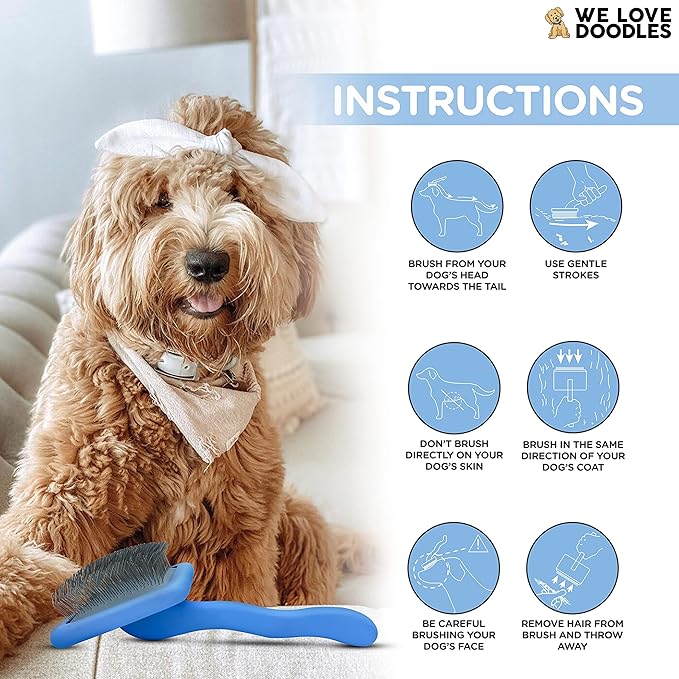 We Love Doodles Slicker Brush Bundle - Large and Mini Slicker Brush Kit for Dogs & Puppies - Grooming Brush for Medium & Long Hair - Made in USA