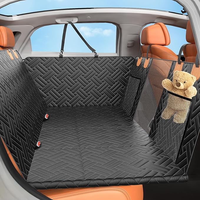 Back Seat Extender for Dogs,Hard Bottom Car Seat Cover for Dogs with Mesh Window,Waterproof Backseat Pet Cover Hard Bottom-Dog Car Seat Cover for Back Seat Dog Hammock for Car/SUV