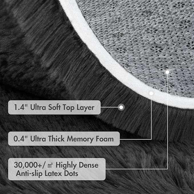6x9 Ft Large Shag Rugs for Living Room Decor, Ultra Soft Fluffy Furry Area Rugs for Bedroom Indoor Floor, Aesthetic Carpet for Kids Home (Grey)