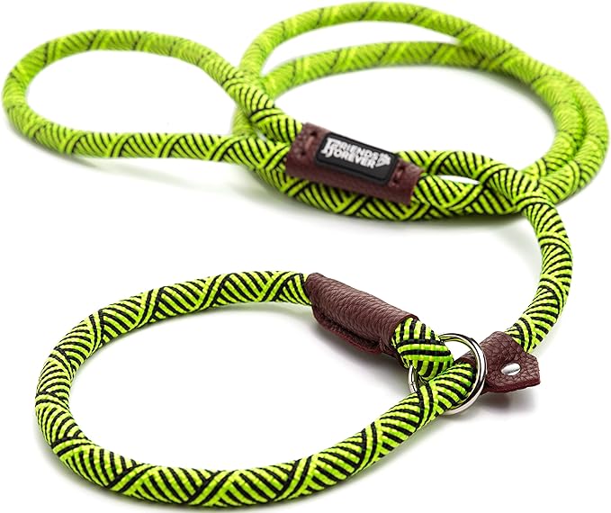 Friends Forever Extremely Durable Dog Rope Leash, Premium Quality Training Slip Lead, Reflective, Thick Heavy Duty, Sturdy, No Pull, Comfortable For The Strong Large Medium Small Pets 6 feet, Green