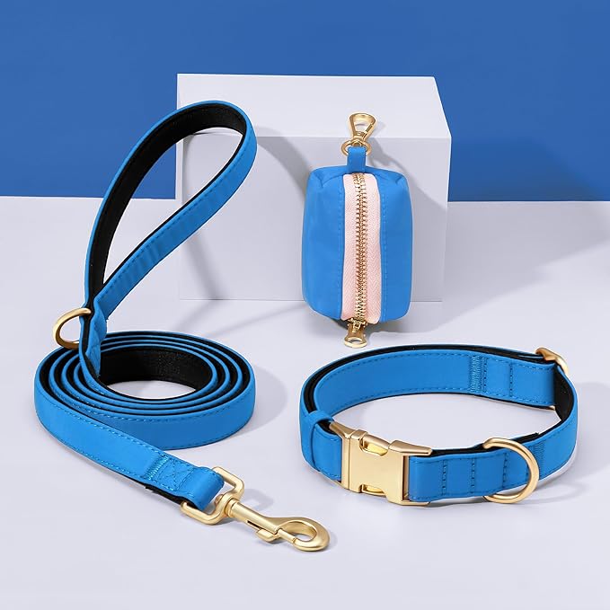 Didog Soft Padded Dog Collars for Small Dogs, Colorful and Durable Dog Collar with Quick Release Buckle, Light and Breathable for Daily Walking, Blue, S