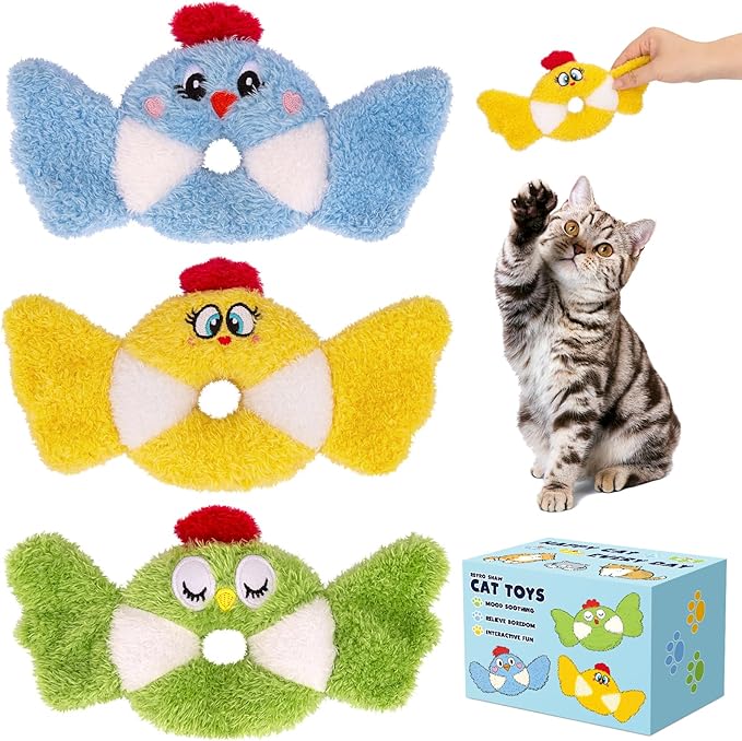 Retro Shaw Cat Toys,Bird Cat Toy with Catnip & Silvervine - Interactive Realistic Kitten Toy with Crinkle Sound for Indoor Cats, Satisfies Natural Hunting Instincts