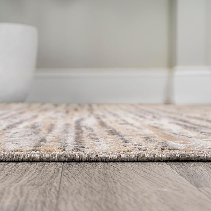 JONATHAN Y Loom Strie' Beige/Gray Indoor Area Rug 3X5 ft, Modern for Living Room, Bedroom, Kitchen, Office, Easy-Cleaning, High Traffic, Pet-Friendly, Non-Shedding SOR200D-3