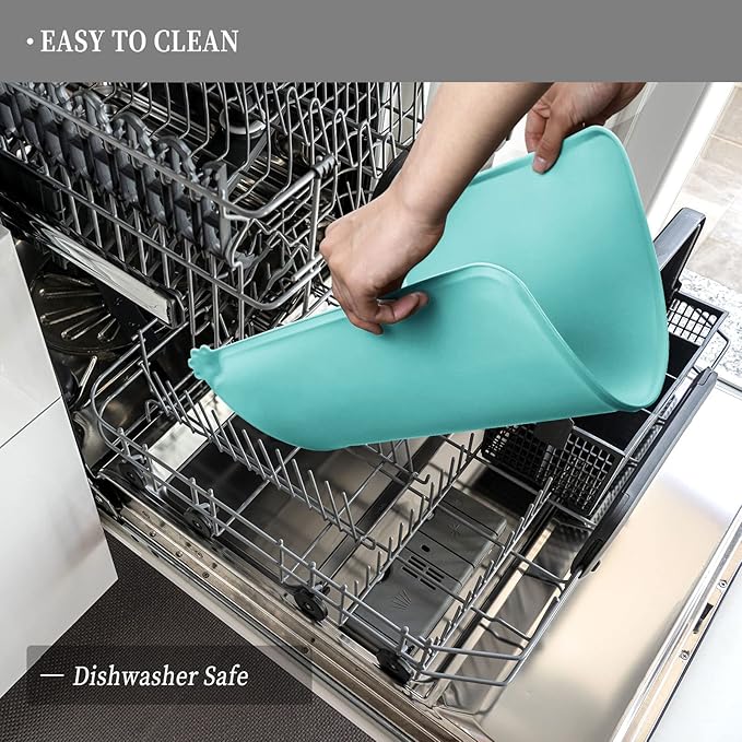 Waterproof Pet Feeding Mat with High Raised Edges, Heavier and Thicker Placemats for Cat Dog Water Bowl with BPA Free, Dogs Cats Food Mats for Messy Drinkers to Prevent Spill and Protect Floors