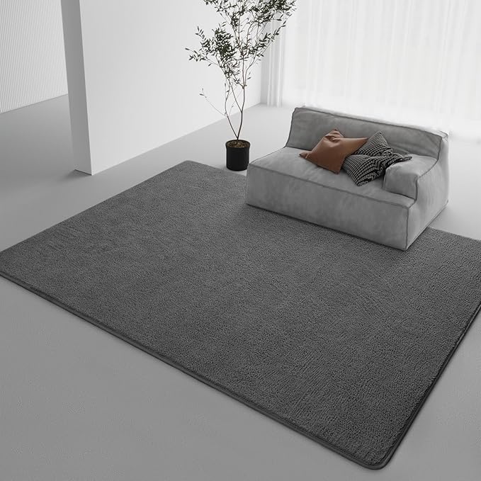 DweIke 4x6 Dark Grey Area Rugs for Bedroom, Super Soft Living Room Rug, Thickened Memory-Foam Throw Carpet, Non-Slip and Washable Carpets for Kids Boys Girls Room Dorm Nursery Home Decor