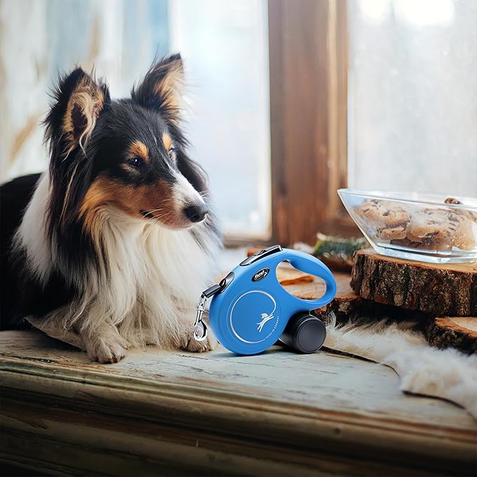 FLEXI New Classic Extra Small Cord Retractable Dog Leash for Small Dogs up to 18 lbs. – 10 ft., Blue | Tangle-Free Pet Walking Leash with One-Handed Brake, Pause, Lock | German Quality Product