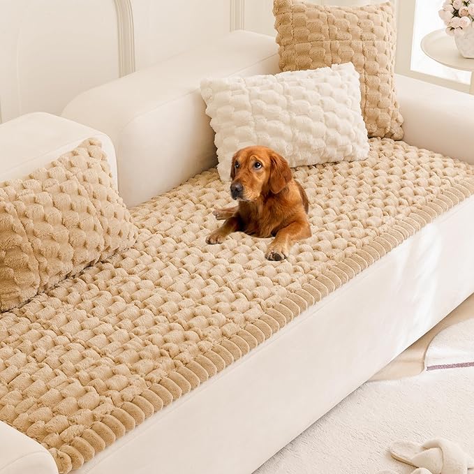 Mivnue Pet Couch Cover, Couch Covers for Dogs, Washable Dog Sofa Covers Couch Protector, Fuzzy Non Slip Couch Slipcover Pet Friendly
