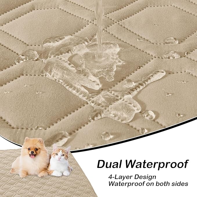 hyha Waterproof Dog Bed Blanket, Soft Pet Blankets, Waterproof Couch Cover for Dogs, Reversible Sofa Covers Washable for Furniture (30x53 Inch, Taupe/Beige)