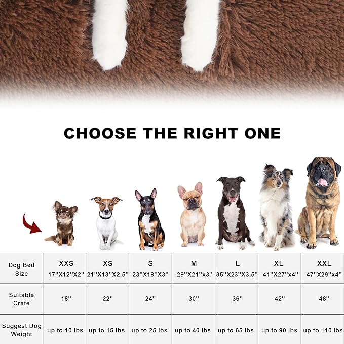 Bedfolks Waterproof Crate Bed, Plush Pad with Removable Cover, Faux Fur for Large Dogs, Washable Kennel Bed 35"x23", Solid Brown
