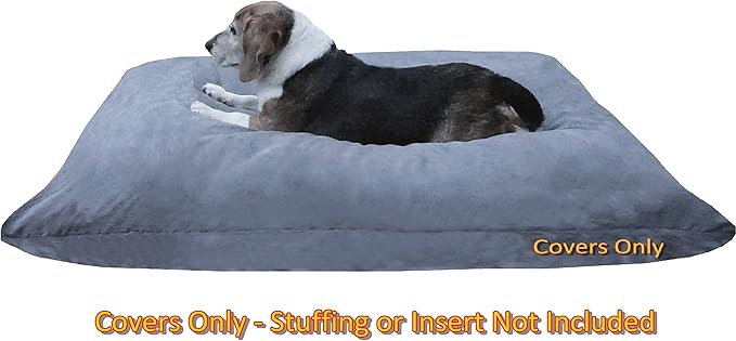 Dogbed4less Do It Yourself DIY Pet Bed Pillow Duvet Suede Cover + Waterproof Internal case for Dog/Cat at Medium 36"X29" Gray Color - Covers only