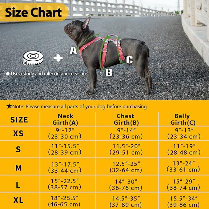 Huntboo Escape Proof Dog Harness, Secure Dog Harness No Escape, Fully Reflective Harness with Handle, Breathable, Durable, Adjustable Vest for Medium Dogs Walking,and Running Gear (Red,M)
