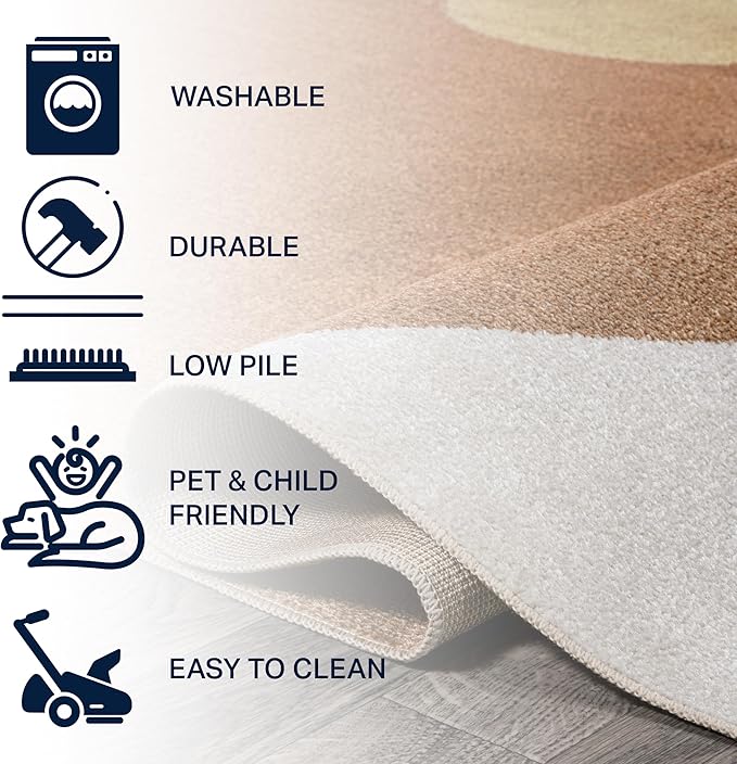 JONATHAN Y Machine Washable Cream/Multi Indoor Area Rug 4X6 ft, Slinger Modern Contemporary Collage for Living Room, Bedroom, Kitchen, Office, Easy-Cleaning, Pet-Friendly, Non-Shedding WSH306A-4