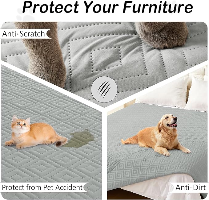 hyha Waterproof Dog Blanket, Soft Dog Bed Cover Pet Blankets, Waterproof Sofa Couch Cover for Dogs Washable, Reversible Pet Couch Covers for Sofa Furniture (40x70 Inch, Grey/Grey)